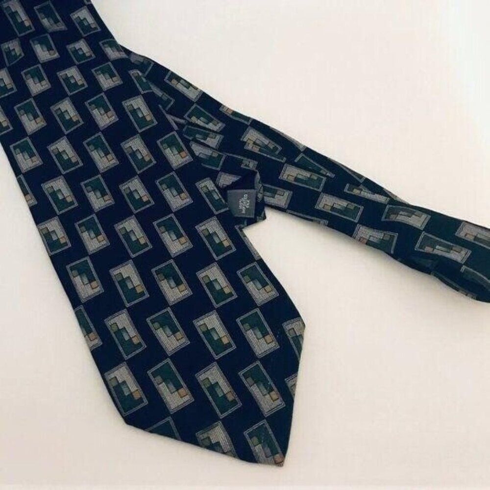 #1659 ZYLOS GRAY SQUARES, NECKTIE 57IN X 3.75 IN
